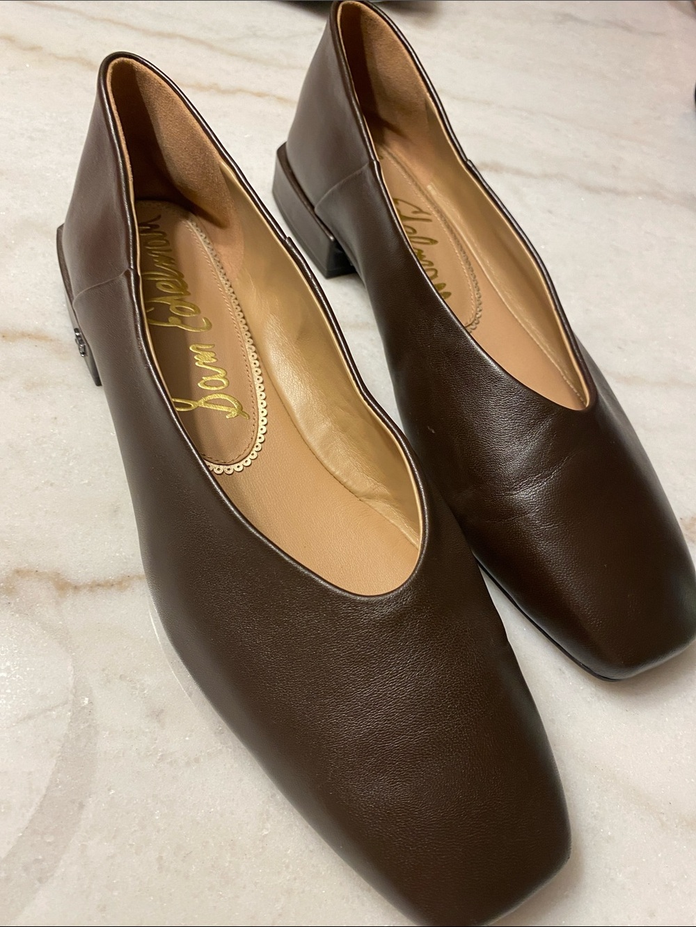 Sam Edelman Square Toe Dark Brown Leather Low Heel Flats size 12